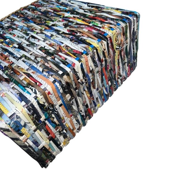 Halo Halo Philippines Tall Weave Handmade tote bag straw recycled magazine NEW - Picture 3 of 7